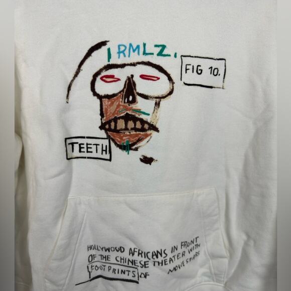 Jean Michel Basquiat Rome Pays Off Cream Hoodie Size Large - Picture 8 of 9